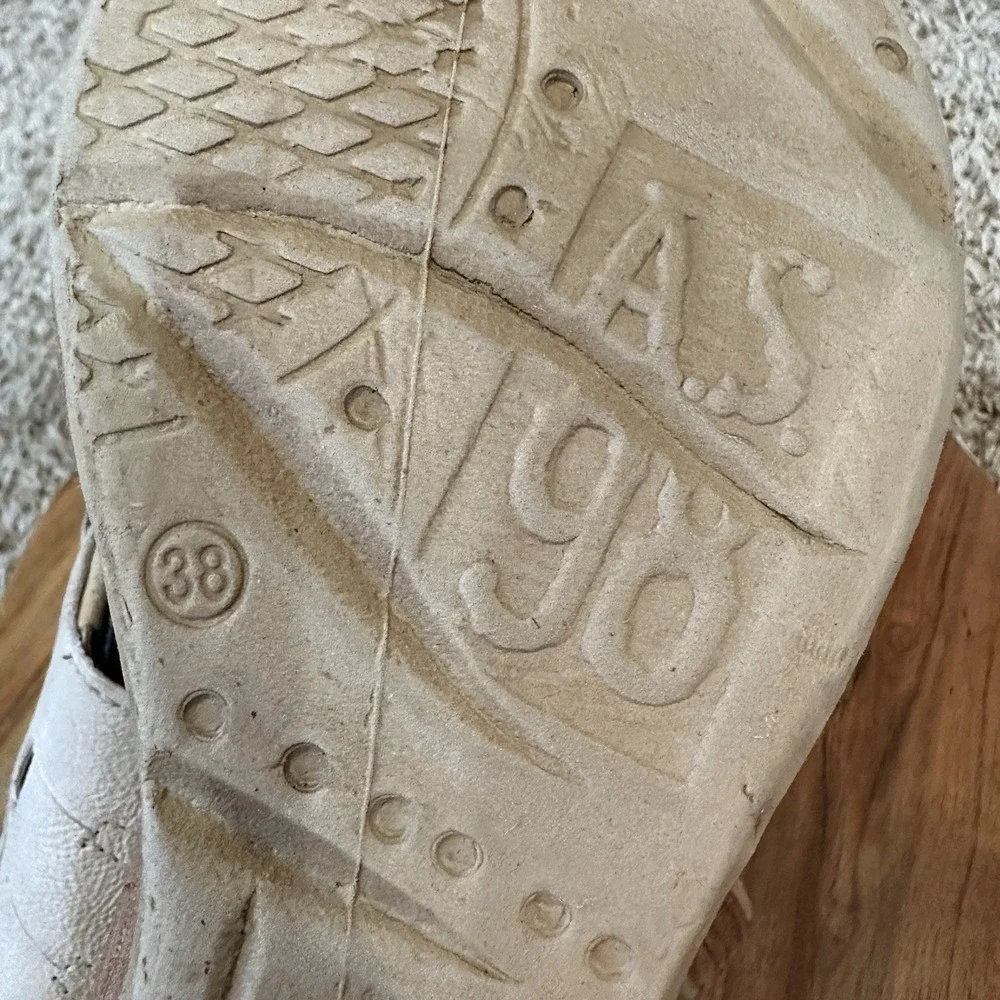 A.S.98 Nasser Wedge Sandals Womens Size 38/US 7.5 Beige Woven Leather AS98